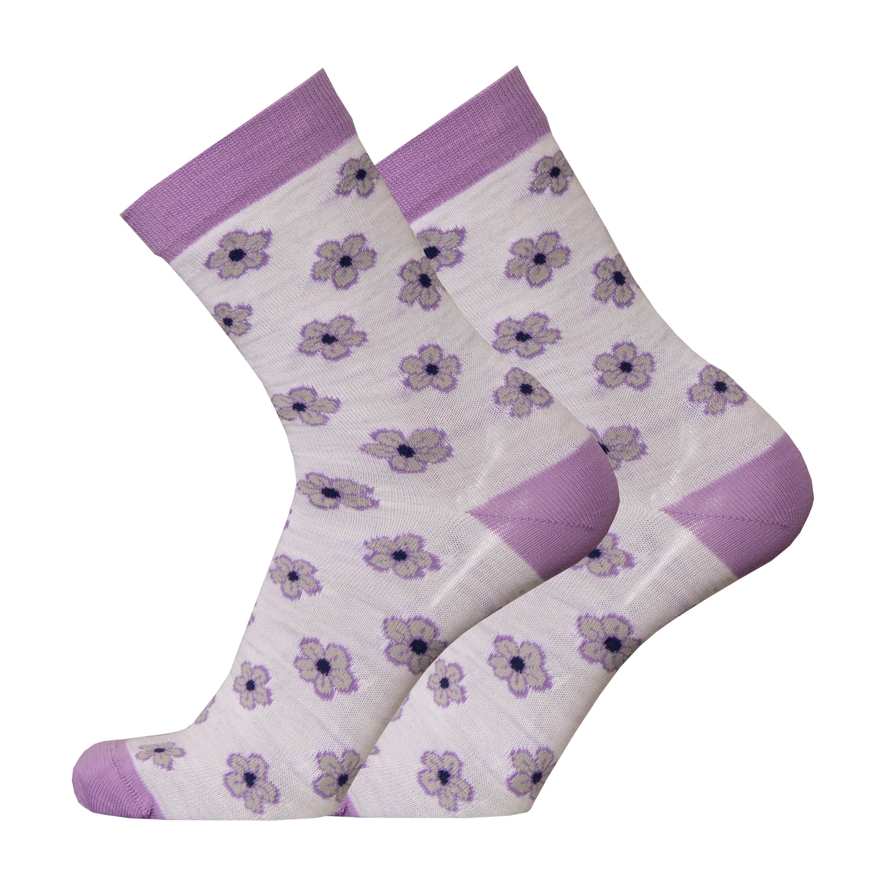 Flowers - patterned stockings, merino wool