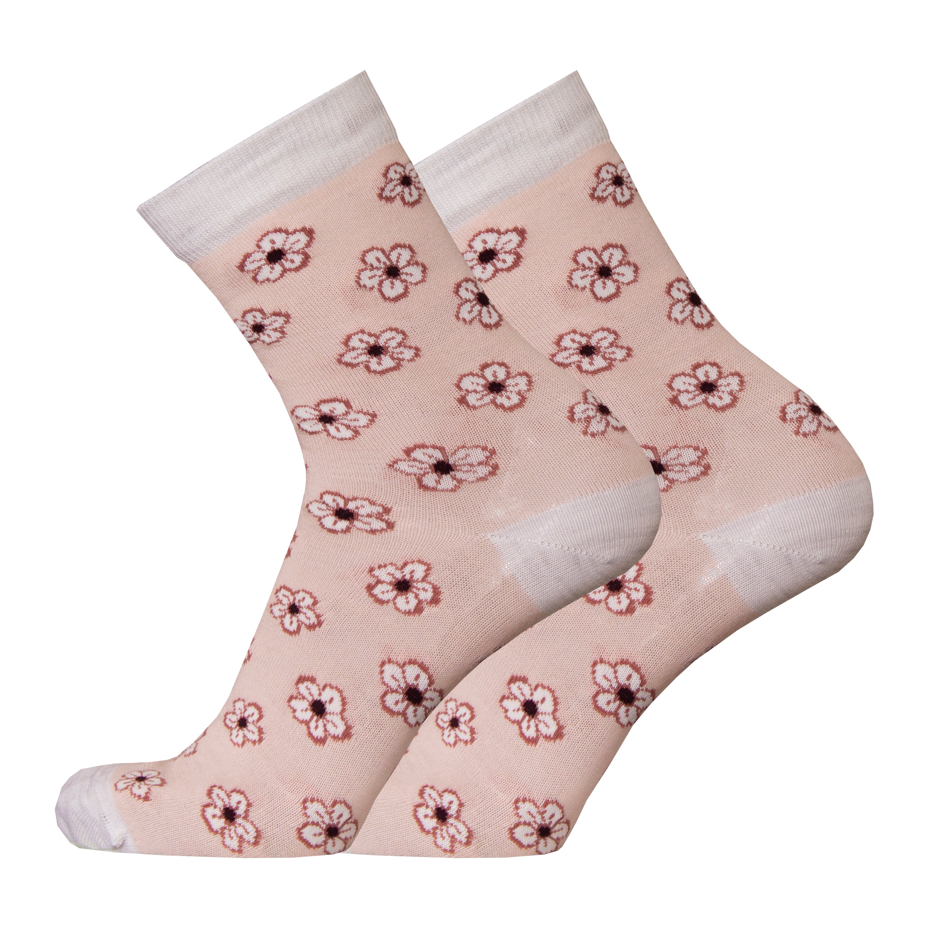 Flowers - patterned stockings, merino wool
