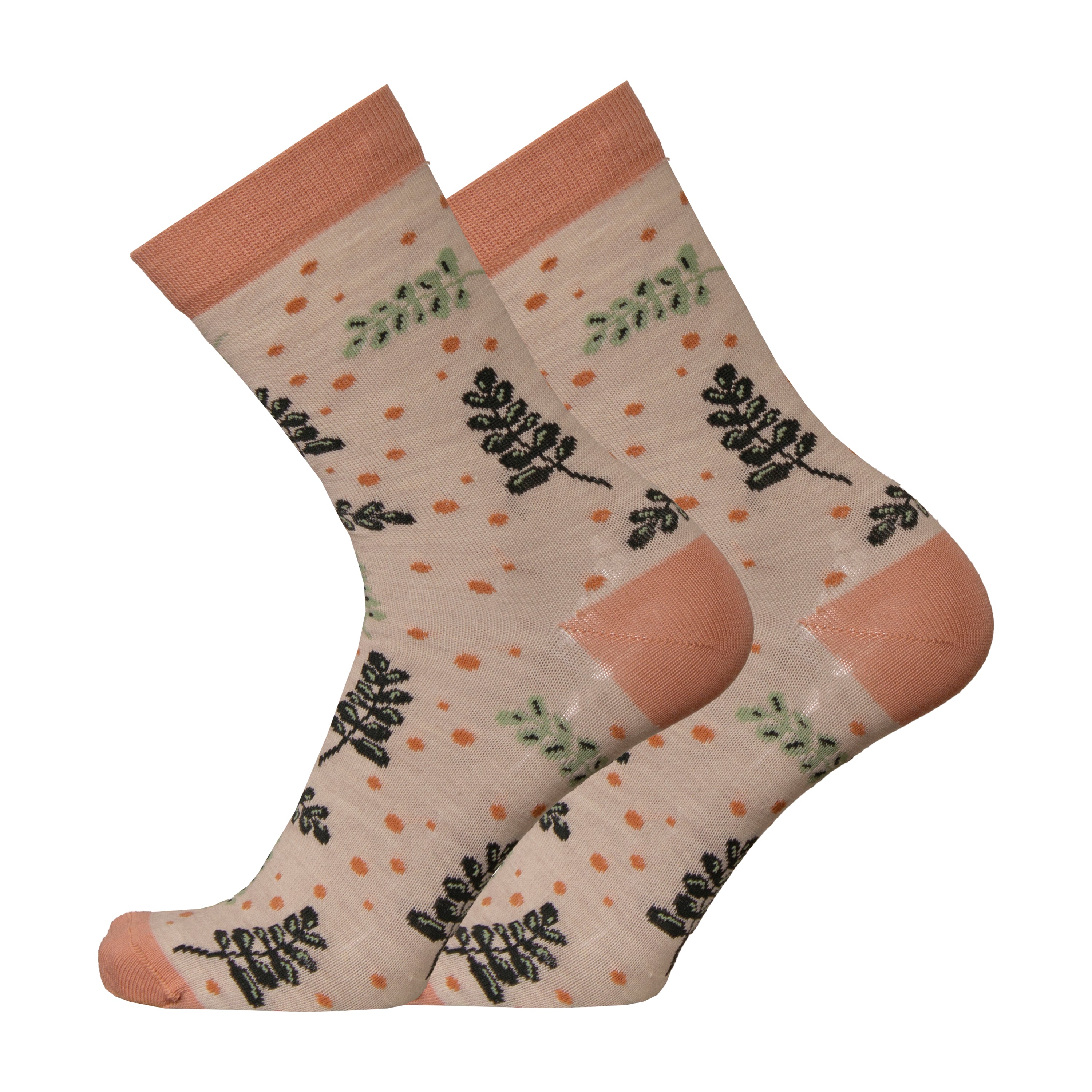 Leaves - patterned socks, merino wool