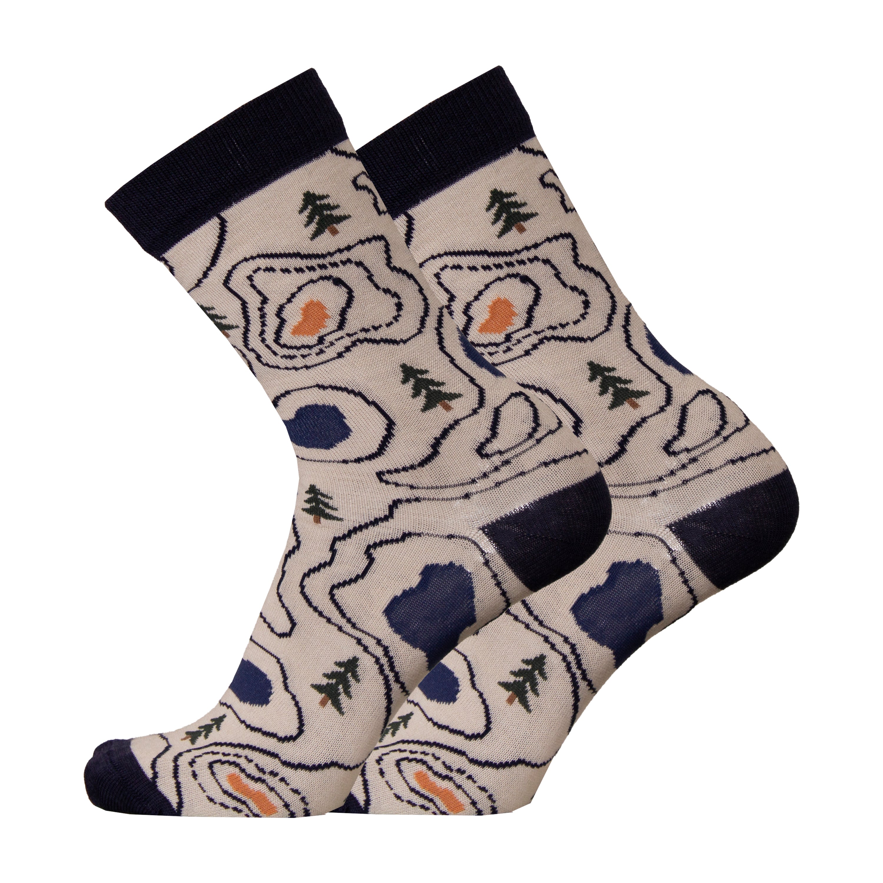 Map - patterned socks, merino wool