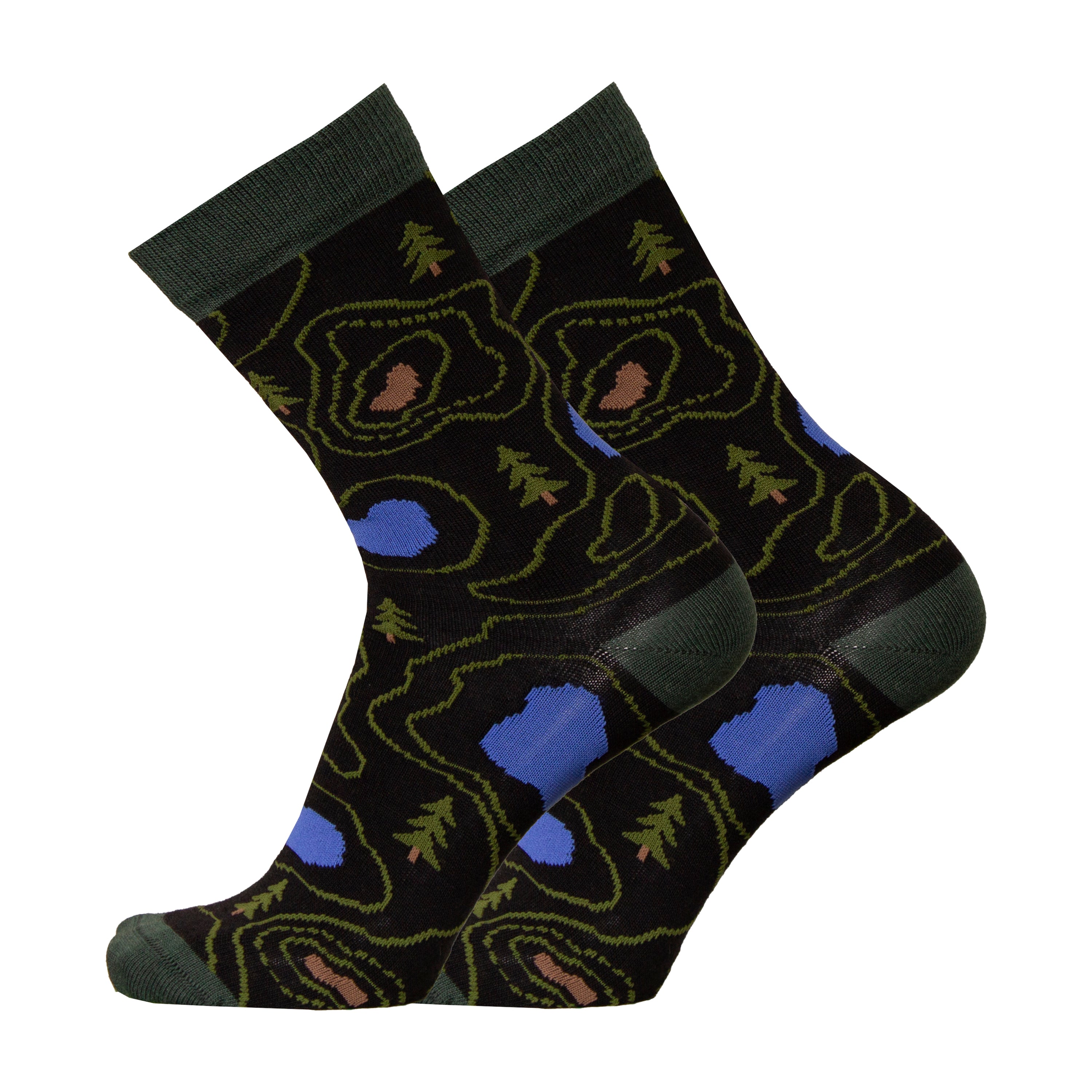 Map - patterned socks, merino wool