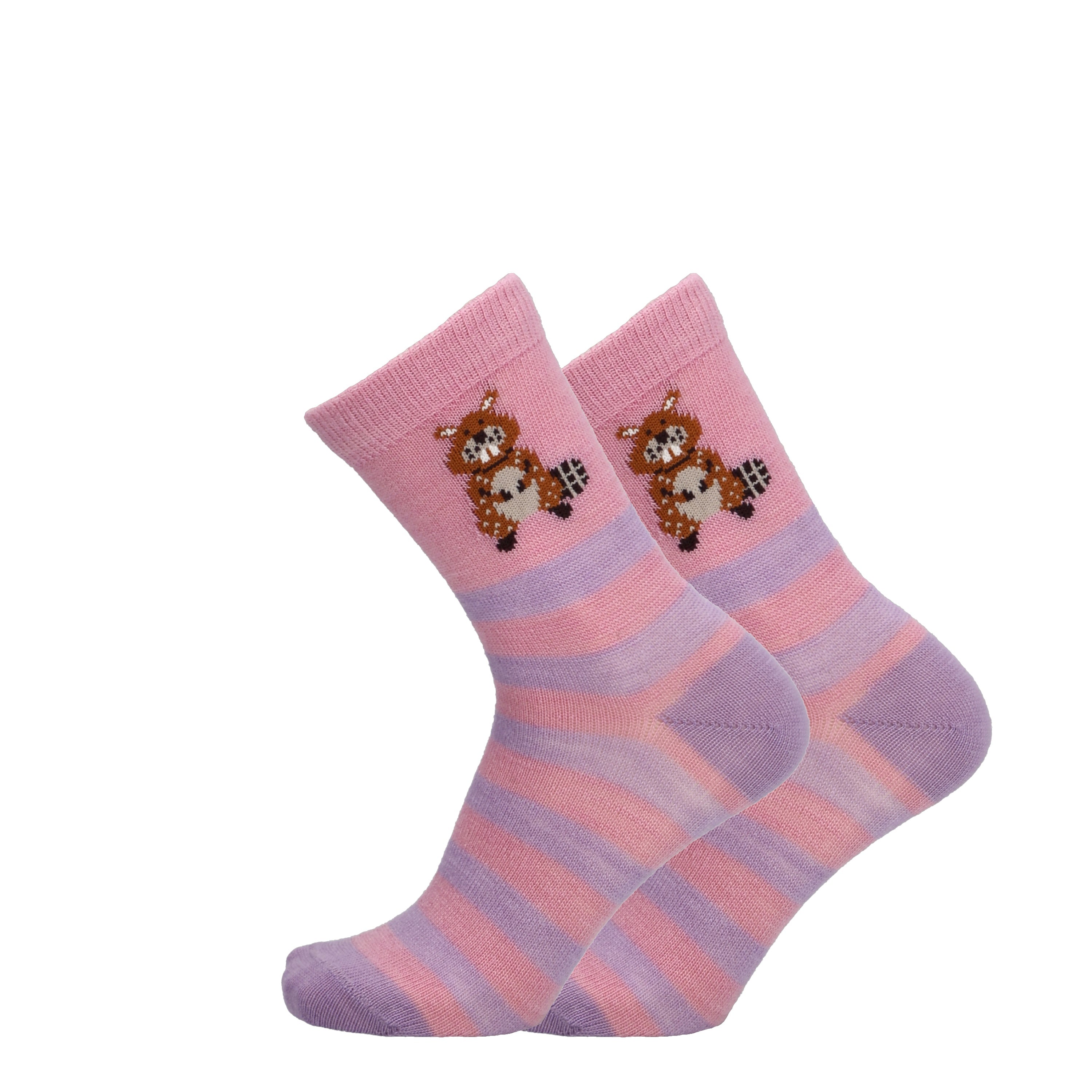 Beaver stripe - Merinowollsocken für Kinder zum Anziehen