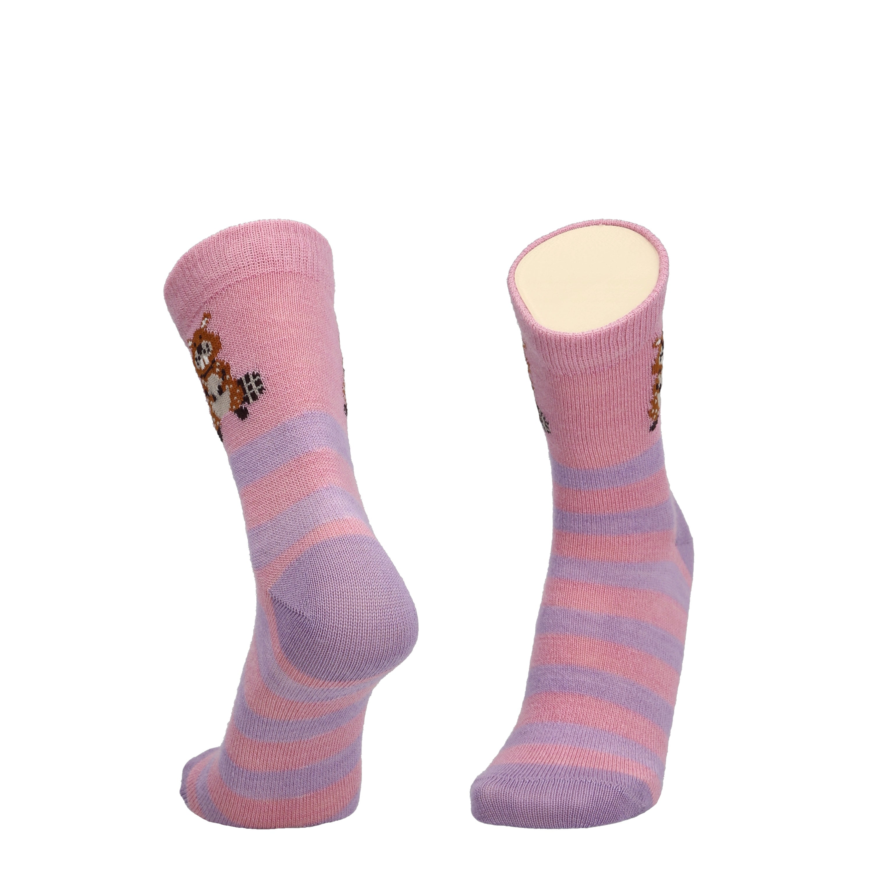 Beaver stripe - Merinowollsocken für Kinder zum Anziehen