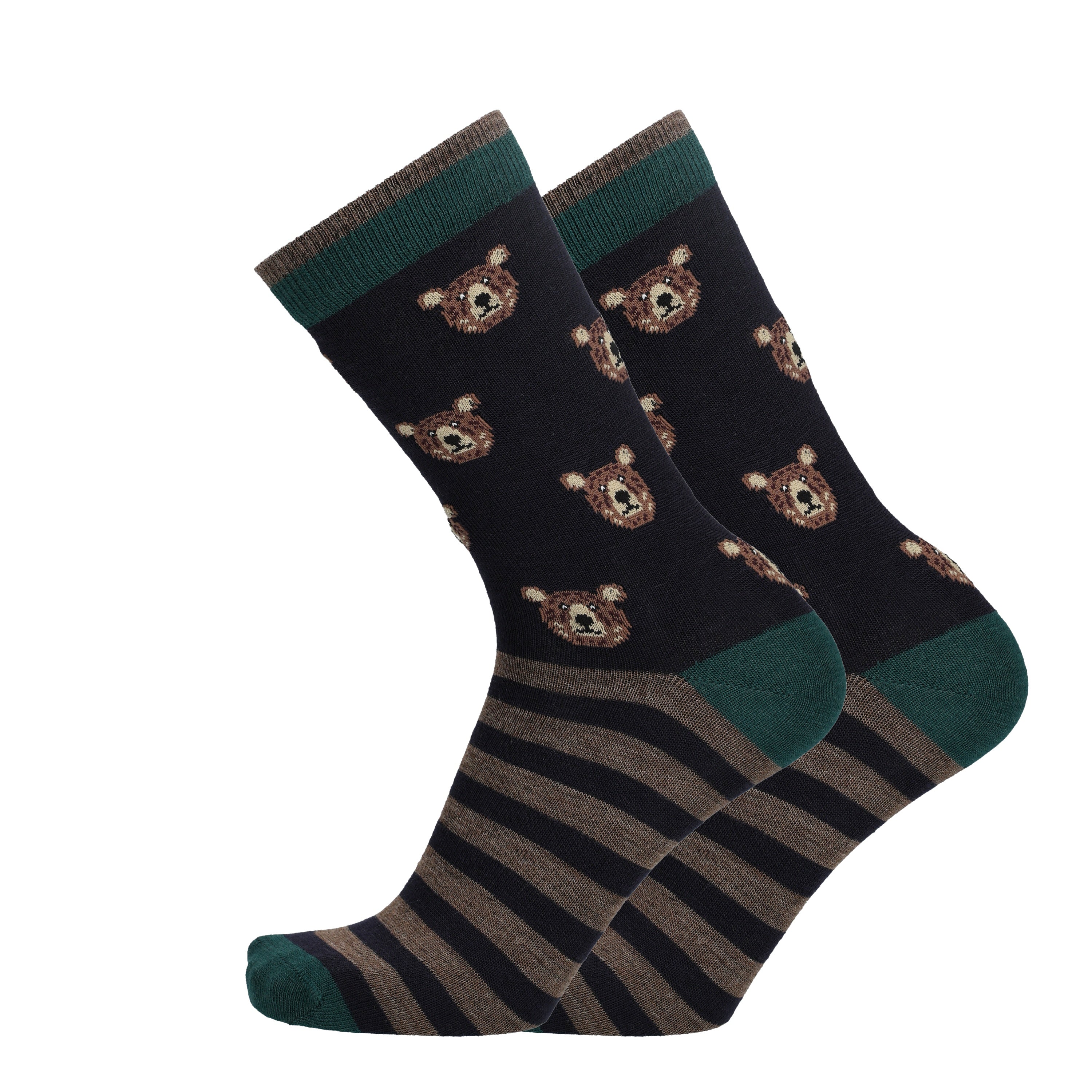 Raitakarhu - gemusterte Socken, Merinowolle