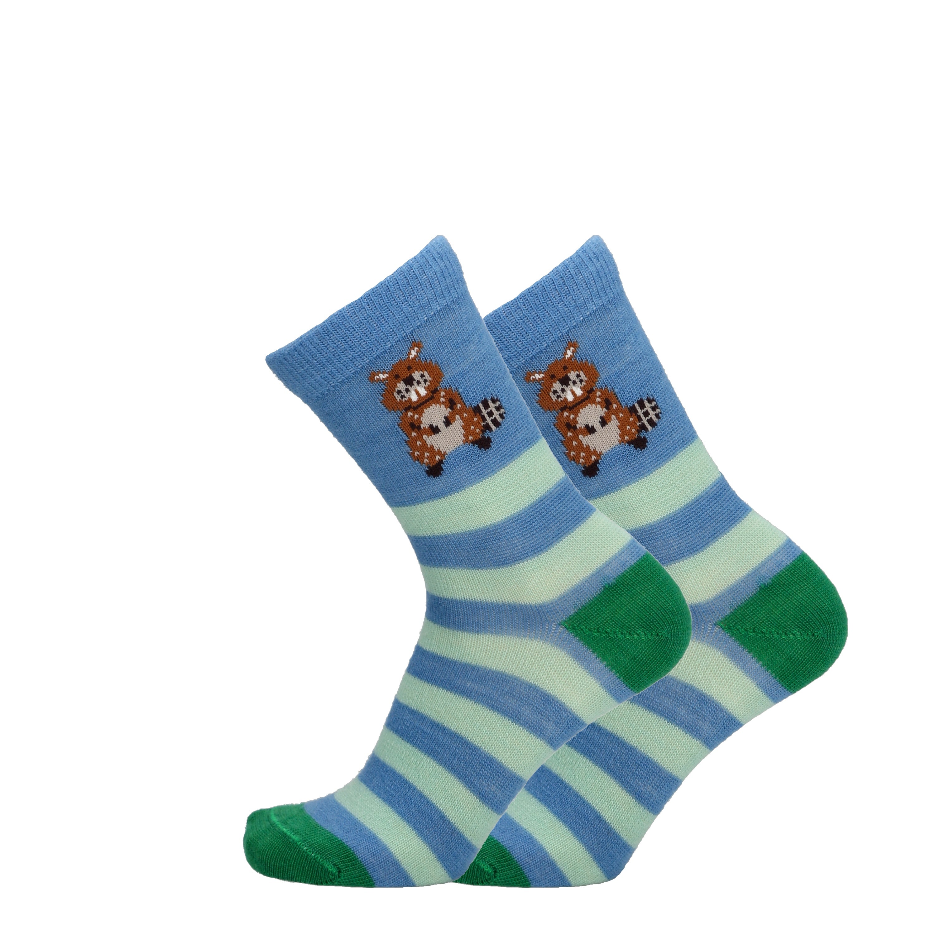 Beaver stripe - Merinowollsocken für Kinder zum Anziehen 