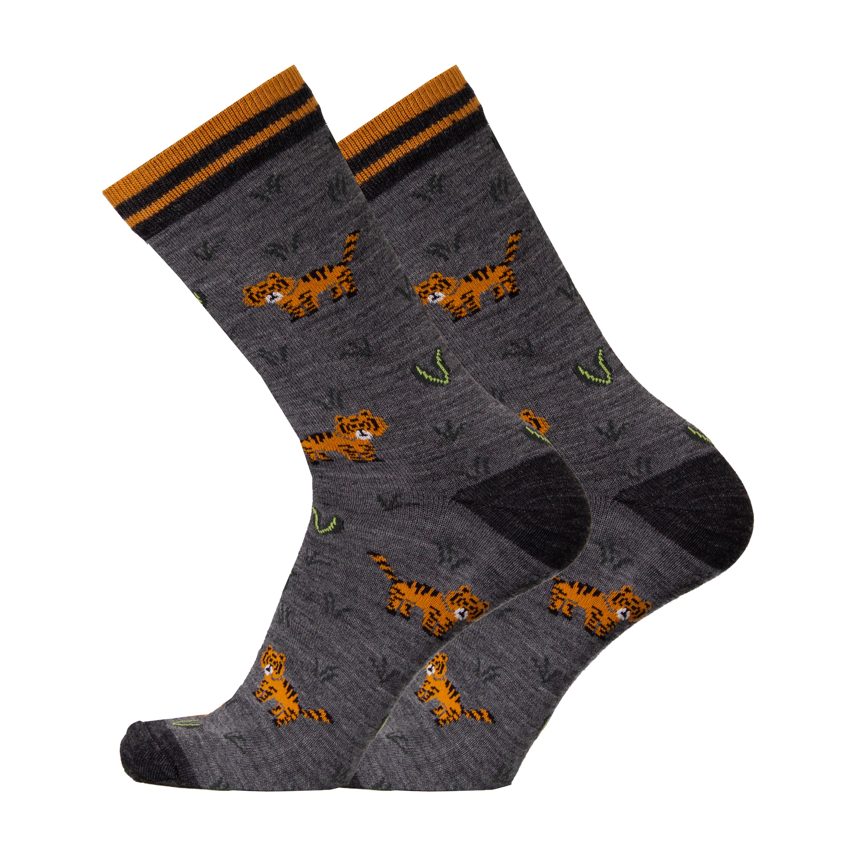 Tiger's adventure - merino wool socks for dressing up